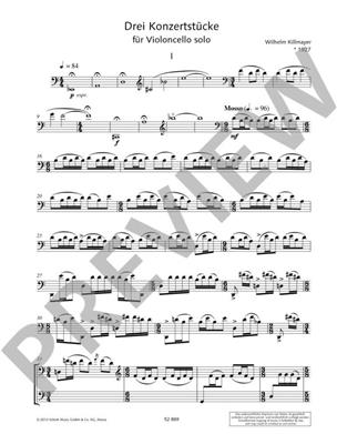 Wilhelm Killmayer: 3 Concert Pieces: Solo pour Violoncelle