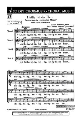 Franz Schubert: Sanctus: (Arr. Johann Herbeck): Voix Basses et Accomp.