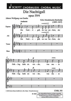 Felix Mendelssohn Bartholdy: Die Nachtigall op. 59/4: Chœur Mixte et Accomp.
