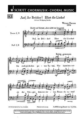 Werner Fussan: Auf ihr Bruder! Ehrt die Lieder!: Voix Basses A Capella