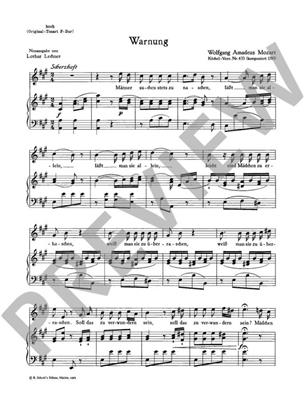 Wolfgang Amadeus Mozart: Warnung Arie (Kv433): Chant et Piano