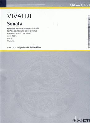 Antonio Vivaldi: Sonata in G minor Op 13a/6: Flûte à Bec Alto et Accomp.