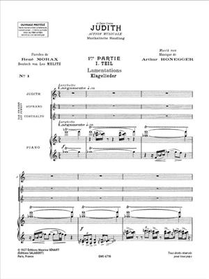 Arthur Honegger: Judith, H 57C: Chant et Piano