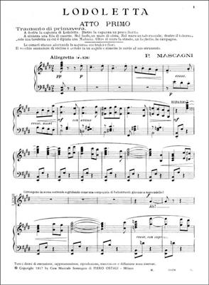 Pietro Mascagni: Lodoletta: Chant et Piano