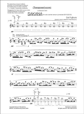 Dai Fujikura: Sakana - Clarinet Version (2007): Solo pour Clarinette