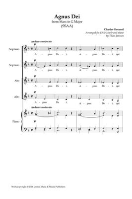 Charles Gounod: Agnus Dei from Mass No. 2: (Arr. Thais Janssen): Voix Hautes et Piano/Orgue
