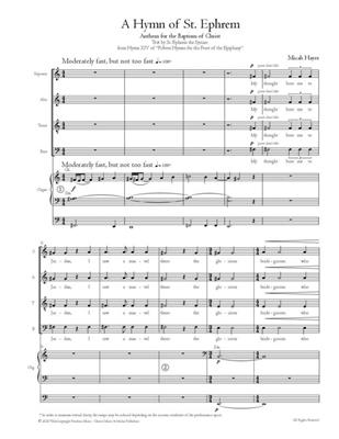 Micah Hayes: A Hymn of St. Ephrem: Chœur Mixte et Piano/Orgue