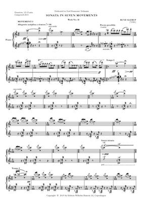Rune Glerup: Sonata in Seven Movements: Solo de Piano
